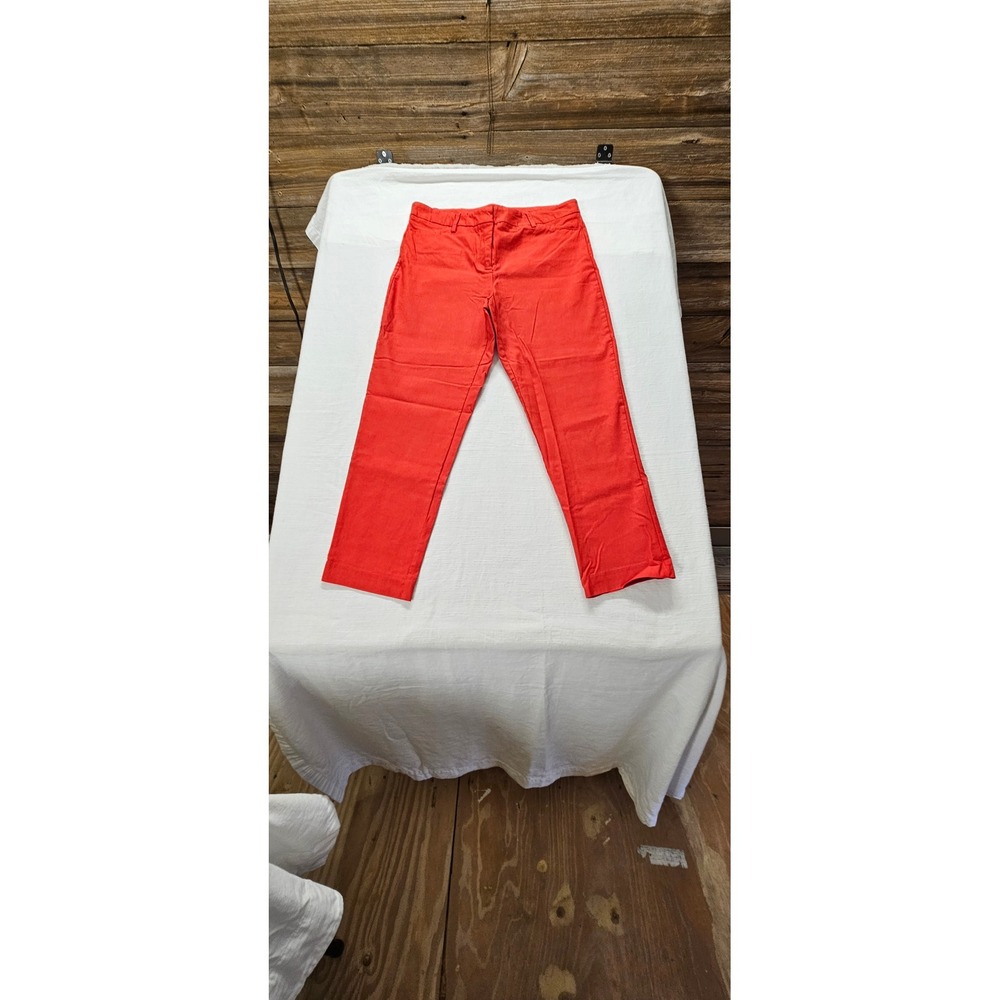 Larry Levine Womens Red Stretch Ankle Pants Size 12 Straight Leg Trousers